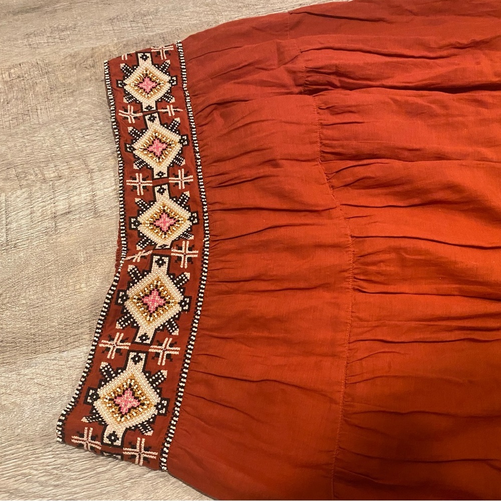 Anthropologie Beaded Maxi Skirt In Orange - Picture 8 of 9